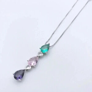 GREEN Pendant Necklace | White Gold Plated | Dainty Necklace | Trendy |…